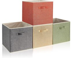 Allecto plus - Set van 4 opbergdozen met handgrepen - Organizer mandemmers - Opbergcontainers voor kubussen - 33 x 38 x 33 cm - Mengkleur