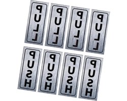 Allecto plus - Set van 4 Push Pull Deurborden 5 x 12,7 cm - PVC Zelfklevend Waterdicht - Verticale Push Pull Sticker - Voor Zaken, Kantoor, Winkel - Geschikt voor Glazen Deur - Zilverkleurig