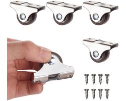 Allecto Plus - Set van 4 Stuks 1 Inch Mini Wielen voor Meubels Onder Bed Opslag Laden