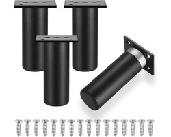 Allecto plus - Set van 4 stuks 15 cm meubelpoten voor stoelen, tafels, kasten en meer - Aluminiumlegering poten met schroeven - Zwart