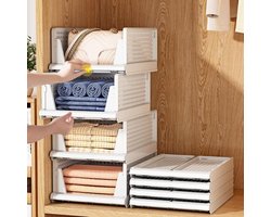 Allecto plus - Set van 5 lade-inzetstukken | 425 x 33 x 18 cm | Stapelbare ladeboxen | Witte kledingkast organizer | Opvouwbare kastorganizer voor kledingkast opslag | Badkamer keuken organizers