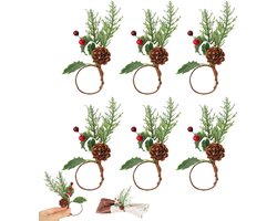 Allecto plus - Set van 6 servetringen voor Kerst, jubileum, diner, bruiloft, feest, banket - Tafeldecoratie met krans design