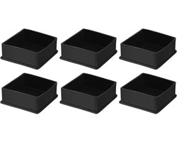 Allecto plus - Set van 6 vierkante stoelpootdoppen van pvc voor meubelpoten, 75 mm x 75 mm OD, zwart - Ideaal voor tafels, tuin, kasten, bedden - Meubelbeschermers