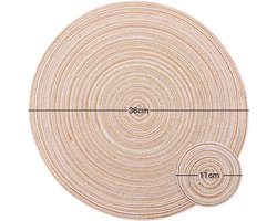 Allecto Plus - Set van 8 ronde geweven placemats van katoen en onderzetters - Hittebestendige wasbare tafelkleden voor keuken, eettafel thuis - Zoekwoorden: placemats, tafelkleden.