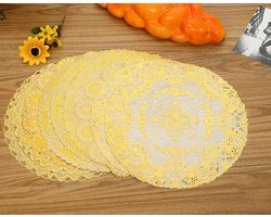 Allecto Plus - Set van 8 ronde placemats - PVC - 30 cm - Afwasbaar - Antislip - Hittebestendig - Tafelmat - Tafelonderzetters - Tafeldecoratie - Gouden patroon