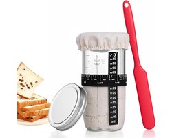 Allecto Plus - Set voor desemstarter 730 ml incl. thermische broodbakcontainer, thermometer, ademende stoffen hoes, schraper, metalen deksel en glazen pot voor desembrood - Bakhulpmiddelen en accessoires