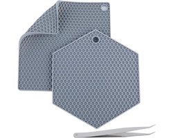 Allecto plus - Silicone Trivet Mat voor Keuken - Hittebestendige Pads - Lepelrust - Hars Collector - Synthetisch Rubber - 2 Stijlen (Vierkant & Zeshoek) - Met Pincet - Ambachten - 75 characters