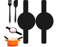 Allecto Plus - Siliconen Bakmat voor Dutch Oven - Herbruikbaar Liner - Borstel en Schraper - Deeg Overbrengen - Zwart - Broodbakken