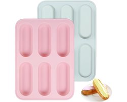 Allecto plus - Siliconen Mini Broodvorm Set van 2, 6 Vakjes, Anti-Aanbaklaag. Perfect voor Mini Brood Bakken, Broodbakvorm. Geschikt voor MiniStokbrood, Minikoeken en Gehaktbrood.