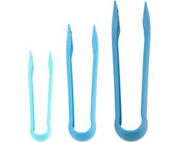 Allecto Plus - Siliconen Tangen Set voor Keuken - Multifunctioneel en Handig - Broodtangen, Voedselklemmen en Saladeclips - Keukentool Set - 6/8/10 inch - Blauw - Bakken en Koken Accessoires