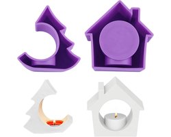 Allecto Plus - Siliconen vorm kaarshouder voor DIY kaarsen gieten - huizen, boom en huis vormen - staafkaarsen, theelichtjes