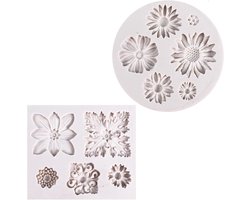Allecto Plus - Siliconen vormen voor bloemen - DIY bakaccessoires - Set van 2 stuks - Geschikt voor cake, chocolade - Rond en rechthoekig model