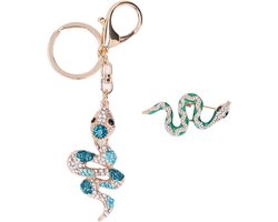 Allecto plus - Slangenbroche met Kristal Dier voor Auto, Handtas - Handgemaakt Accessoire - Standaard