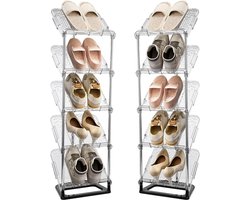 Allecto Plus - Smal Schoenenrek Met 5 Niveaus - Ruimtebesparend Schoenenorganizer - Multifunctioneel Staand Rek voor Hal en Slaapkamer