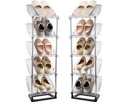 Allecto Plus - Smal Schoenenrek Met 5 Niveaus - Ruimtebesparend Schoenenorganizer - Multifunctioneel Staand Rek voor Hal en Slaapkamer