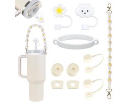 Allecto plus - Stanley Cup Accessoires Set - Siliconen Stro Cover - Morsbestendige Stop - Boheemse Handvat Riem met Rubberen Bekerring - Set van 10 stuks - Geschikt voor 9-10 mm rietje - Voor Stanley Cup 40oz & 30 Oz
