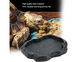 Allecto Plus - Stenen kom voor reptielen - Water en voedsel kom - Terrarium slak water kom - Voedsel kom voor reptielen - Voer voor hagedis en leguaan - Maat M