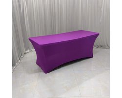 Allecto plus - Stretch tafelkleed voor rechthoekige eettafel - lila - ideaal voor bruiloftsbar banket - elastisch en nauwsluitend - 6ft lang