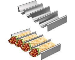 Allecto plus - Taco houder voor 2 stuks | Roestvrijstalen taco standaard voor hotdog | U-vormig taco-rek voor pannenkoeken en sandwiches