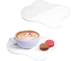 Allecto Plus - Transparante Acrylonderzetters met Wolkenpatroon voor Bureau en Salontafel - Set van 2 Stuks