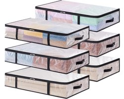 Allecto Plus - Transparante opbergzakken 60L voor verhuizen - Set van 6 - Opvouwbare opbergdoos met handgrepen - PP kledingopbergtas - Onder het bed - Dekbedovertrek - Kleding - Dekens - Speelgoed