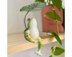 Allecto Plus - Tuindecoratie kikkerfiguren van hars voor buiten - Boerderij en balkon decoratie met kikkers - Geschikt voor woonkamer en kantoor