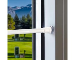 Allecto Plus - Uitschuifbare vitrage gordijnroedes voor keuken en kast, wit, 2 stuks