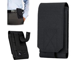 Allecto Plus - Universele tactische MOLLE mobiele telefoon tas met heuptas voor veiligheid en accessoires in het zwart