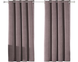 Allecto Plus - Velours Gordijnen 2 Stuks, 100% Verduisterende Gordijnen, Thermogordijn Tegen Koud en Warm, Gordijnen Lichtdicht Slaapkamer Woonkamer, Geluidsisolerend Gordijn Met Ringen, 140×145cm, Roze.