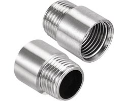 Allecto plus - Verlengstuk Douche Arm voor Badkamer Accessoire, RVS Handheld Douchekop Verlenger, 2 Stuks, 30mm, 1/2 PT.