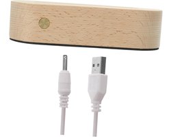 Allecto plus - Verlichte sokkel voor glaskunst en kristallen houder met LED-licht, houten basis voor 3D nachtlampjes