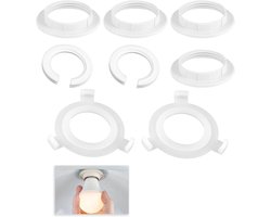 Allecto Plus - Verloopringen voor lampenkap - E27 naar E14 converter - ABS-kunststof - 8 stuks - Universeel te gebruiken - Hanglampen en tafellampen