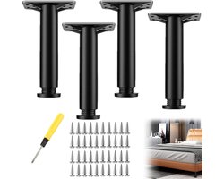 Allecto Plus - Verstelbare meubelpoten in zwart - 20-35 cm - Set van 4 stuks - Geschikt voor keukenkasten, bedden, banken en TV-meubels - Inclusief bout en schroevendraaier.