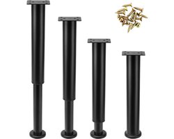 Allecto plus - Verstelbare meubelpoten set van 4 stuks, zwart 25-42cm - ideaal voor bank, bed & kast.