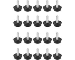 Allecto plus - Verstelbare meubelvoeten M6x20mm zwart - Pak van 20 stuks met schroefvoeten