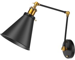 Allecto Plus - Verstelbare Vintage Wandlamp voor Huis, Restaurant en Café - Industriële Wanddecoratie met Metalen Lampenkap