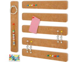 Allecto Plus - Vilt Pin Board Strips - 6 stuks - Bulletin Board - Zelfklevende Kurk - Slaapkamers & Kantoren - Wanddecoratie - Push Pins & Foto's - Memoboard
