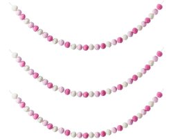 Allecto plus - Vilten bal slinger voor thuisdecoratie - 7,88 voet - Roze pom pom slinger met 30 ballen - Wol vilt bal slinger voor feestdagen
