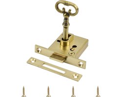 Allecto Plus - Vintage kastslot met sleutel, antiek messing decoratie voor kasten, lades en houten kisten