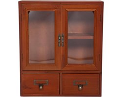 Allecto plus - Vintage wandkast voor medicijnen en decoraties - Wandgemonteerd - Houten mini-opzetkast - Apothekerskast - Wandhanger - EHBO-kast combinatie