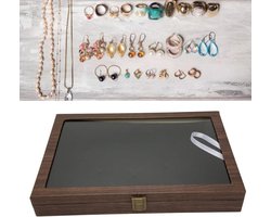 Allecto Plus - Vitrine voor Munten, Medailles en Pin-badges - Grote Zwarte PU Lederen Kast met Glazen Venster en Slot - Ideaal voor Sieraden - Stofdicht - Opbergkast voor Emaille Pinnen - Medaillehouder - Pin-badge Opbergdoos
