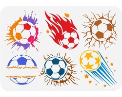 Allecto Plus - Voetbal Thema Schildersjabloon 21 x 297 cm - Herbruikbaar - DIY Kunst - Schilderen op Hout, Stof, Meubels - Voetbal Decoratie - Vlam Patroon