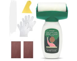 Allecto Plus - Wandverf repareren en muurreparatie set 500 g met rolborstel - Verwijder graffiti, krassen en vlekken gemakkelijk - Voor gladde muren - Doe-het-zelf wandreparatie met muurreparatiepasta