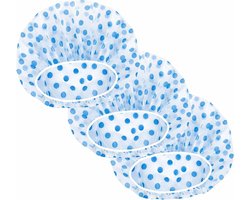 Allecto Plus - Waterdichte Douchemutsen voor Dames - Set van 5 - Elastisch en Herbruikbaar - Ideaal voor Thuis, Reizen en Salon - Blauw
