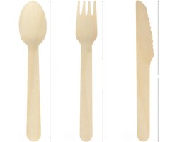 Allecto plus - Wegwerpbestek Houten Bestekset - 300 stuks inclusief vorken, lepels en messen - Geschikt voor feesten, barbecues en picknicks