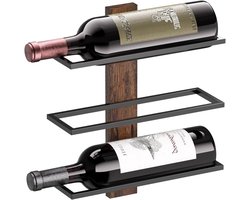 Allecto plus - Wijnrek voor wandmontage - Geschikt voor 3 flessen - Opbergrek voor keuken of woonkamer