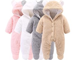 Allecto Plus - Winterjas voor pasgeboren baby met cartoon beer motief | Snoezig sneeuwpak met fleece voering en capuchon