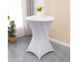 Allecto plus - Wit Stretch Tafelkleed 76 x 110 cm - Elastische Melkzijde - Voor Eettafels en Ronde Tafels