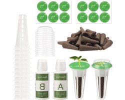 Allecto Plus - Zaaddozen Kit voor Hydrocultuur Planten - Inclusief Plant Pod Kit A&B - Vaste Plantenbemesting - Kweekmanden, Kweeksponzen, Kweekkoepels en Labels - Tuinaccessoires voor Hydrocultuur - 50 stuks