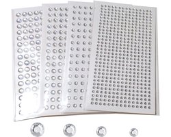 Allecto Plus - Zelfklevende glittersteentjes set met 930 witte kristallen in 3/4/5/6 mm - Knutselen, versieren, fotolijsten, wenskaarten - Strassteentjes voor stoffen - Gezichtsdecoratie